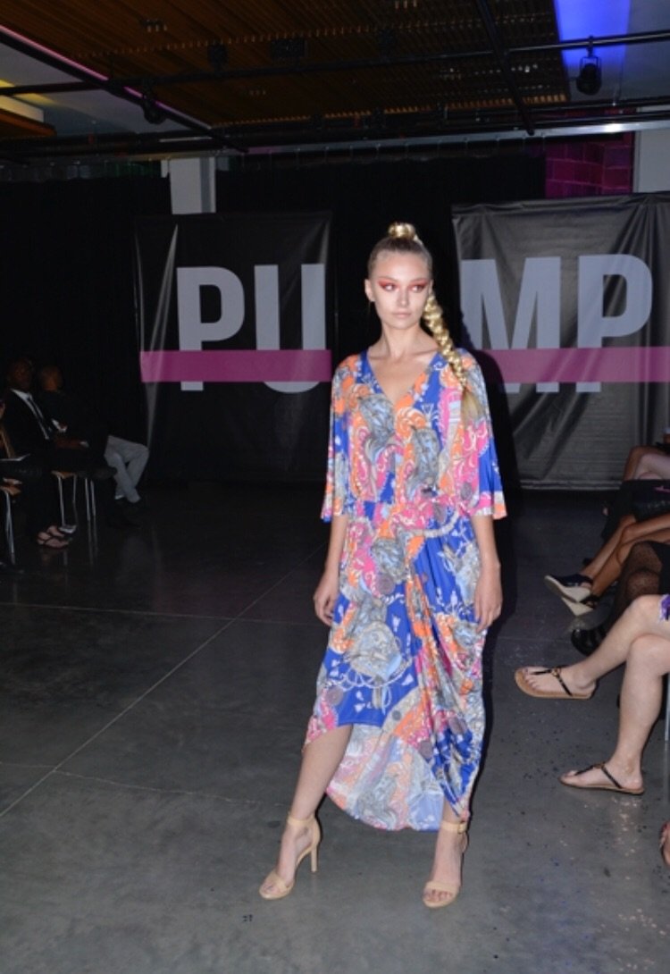 Multi Print V-Neck Drape Dress