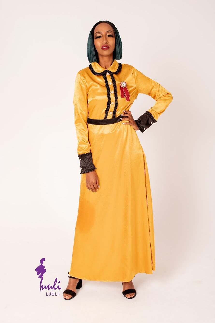 Satin Dress Flared Ruffle Maxi Dress