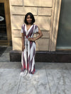 Multicolored Maxi Ivory dress