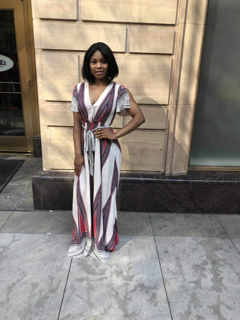Multicolored Maxi Ivory dress